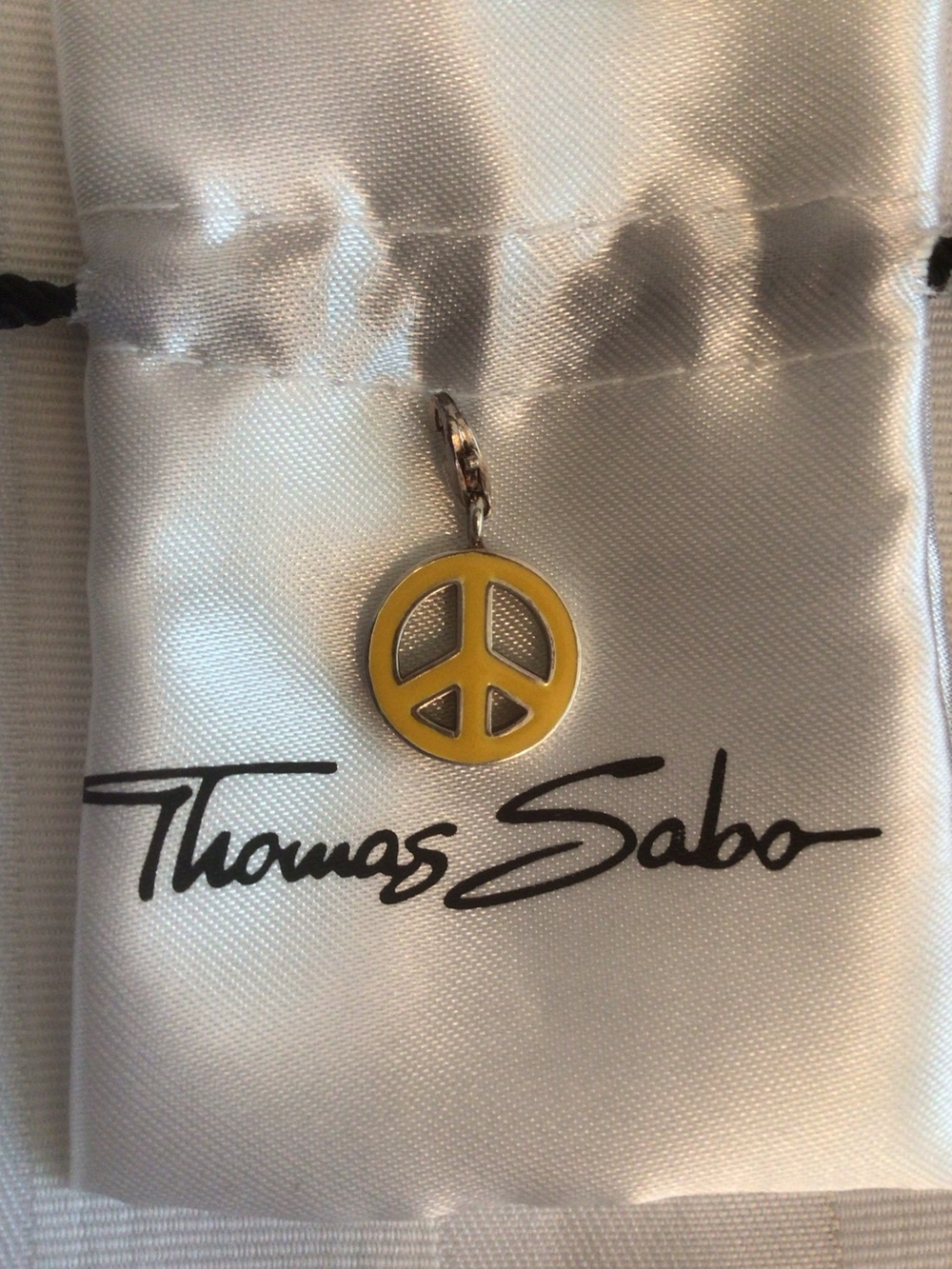 Thomas Sabo Sterling Silver and Yellow Enamel Peace Sign Charm